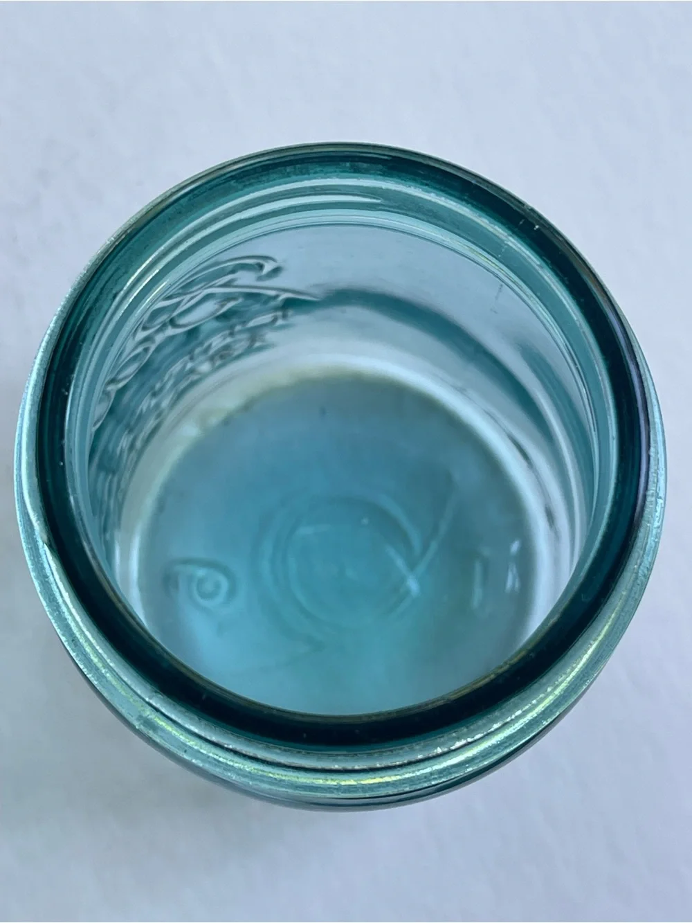 Antique Mason Aqua Glass Storage Jar with Lid